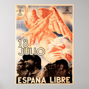 Affiche 18 JULIO ESPANA LIBRE Spanish Civil War Propaganda