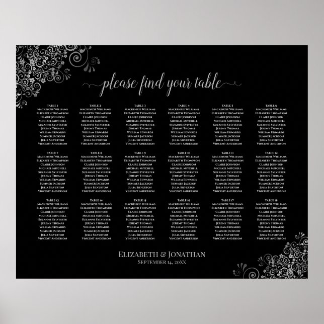 Affiche 18 Mariage de table Diagramme de siège Argent Fril (Devant)
