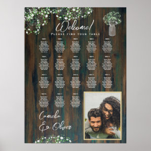 Affiche 18 Table Bois rustique Gypsophila Mousse DE SIÈGE