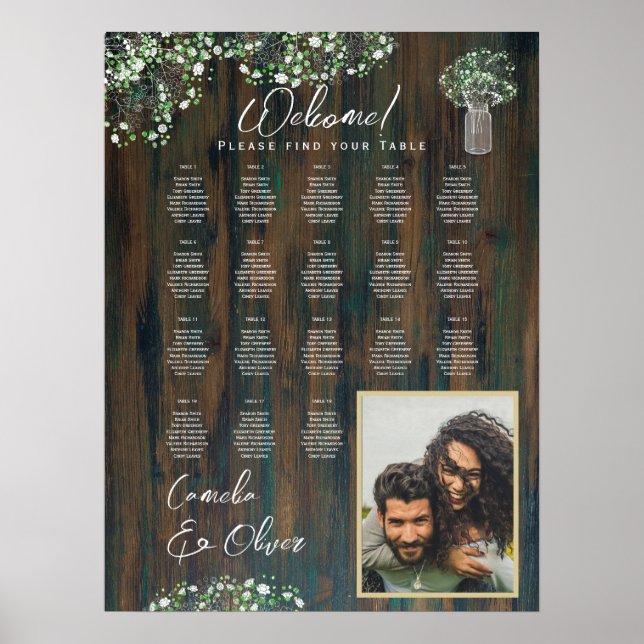 Affiche 18 Table Bois rustique Gypsophila Mousse DE SIÈGE  (Devant)