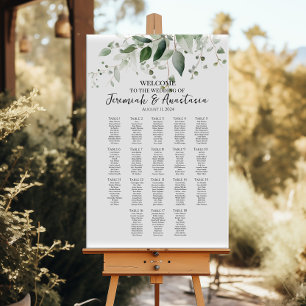 Affiche 18 tables élégante carte mariage de verdure