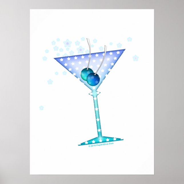 AFFICHE 18" X 24" - ART BLUE MARTINI (Devant)