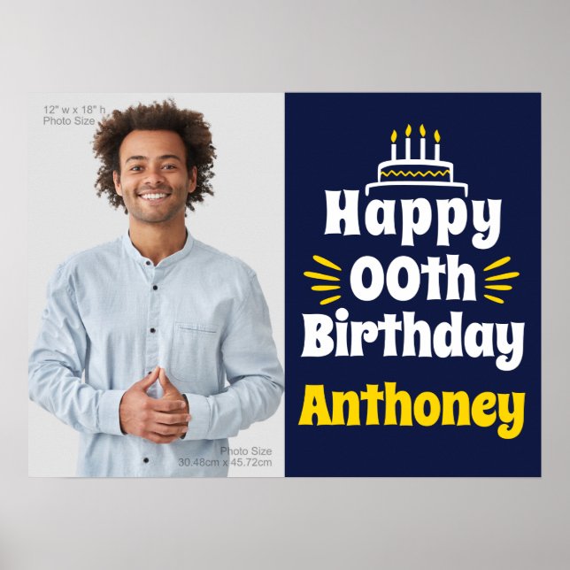 Affiche 18" x 24" Joyeux Anniversaire N'Importe Quelle Ann (Devant)