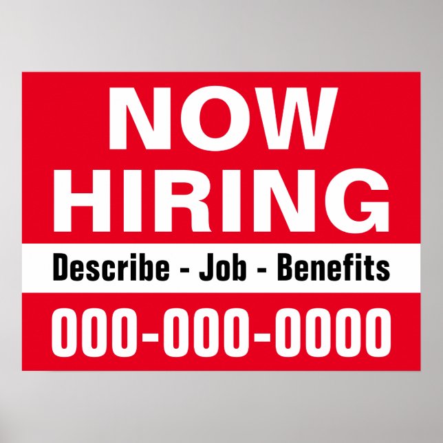 Affiche 18" x 24" Maintenant à l'embauche et description P (Devant)