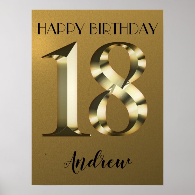 Affiche 18e anniversaire d'or métallique (Devant)