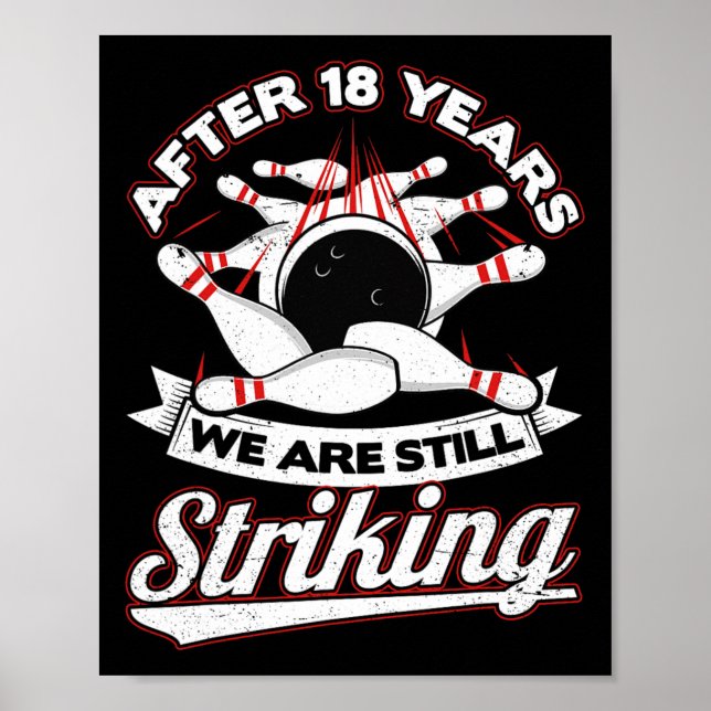 Affiche 18e anniversaire du Mariage Bowling Striking 18 an (Devant)