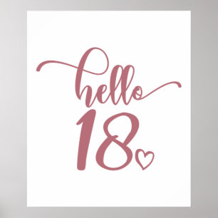 Affiche 18e anniversaire Femmes Bonjour 18 mignonnes 18 an