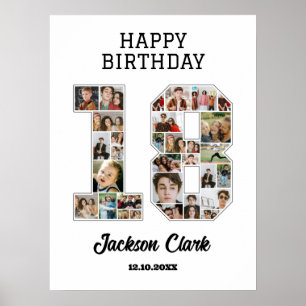 Affiche 18e anniversaire Numéro 18 Collage photo
