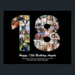 Affiche 18e Anniversaire Numéro 18 Collage Photo Personnal<br><div class="desc">Marquez des années de merveilleux souvenirs et aventures avec ce captivant Collage Photo Numéro pour 18e Anniversaire. Ce modèle personnalisable est le mélange parfait de créativité et de sentiment, vous permettant de créer un cadeau vraiment mémorable et personnalisé pour le jour spécial de votre proche. Capturez l'essence d'années incroyables en...</div>