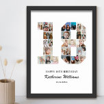 Affiche 18e anniversaire Numéro 18 Photo personnalisée Col<br><div class="desc">Célébrez le 18e anniversaire de votre ado avec cette affiche personnalisée de collage photo numéro 18. Ce cadeau personnalisable est une façon parfaite de présenter des souvenirs précieux de la première année de votre enfant. L'affiche comporte un collage de photos qui capturent ces moments spéciaux, et il peut être customisé...</div>