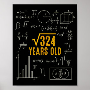 Affiche 18e anniversaire Racine carrée de 324 J'aime les m
