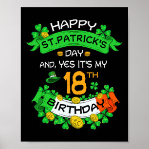 Affiche 18e Jour de la Saint Patrick Cadeaux d'anniversair