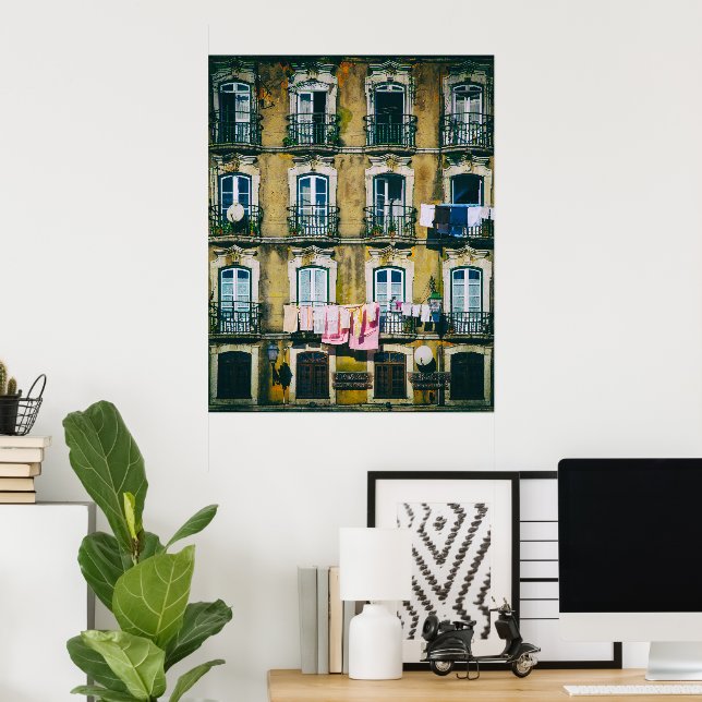 Affiche 18ème bâtiment en ruines dans le district d'Alfama (Bureau à domicile)
