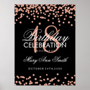 Affiche 18th Birthday Rose Gold Faux Glitter Confetti