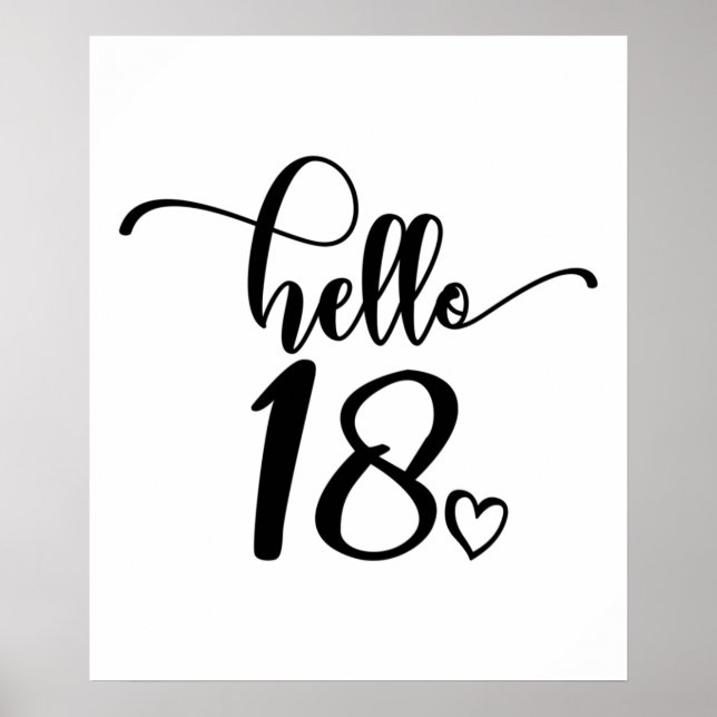 Affiche 18th Birthday Women Hello 18 Cute 18 Years Old (Devant)