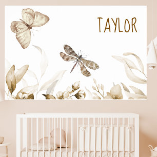 Affiche 18x12 Aquarelle Vintage Sépia Floral Nursery Bébé