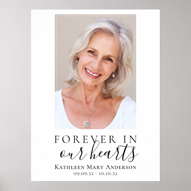 Affiche 18x24 Forever in Our Hearts Photo Funeral Welcome (Devant)