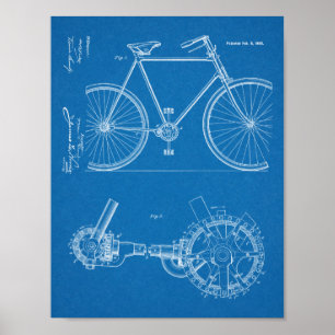 Affiche 1900 Conception de bicyclettes sans chaines Brevet
