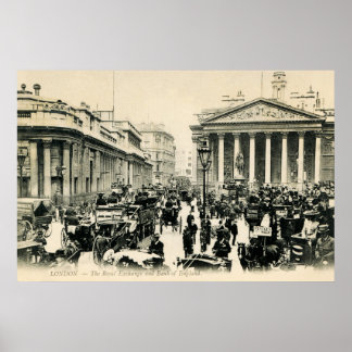 Affiche 1900 London Royal Exchange et Bank of England
