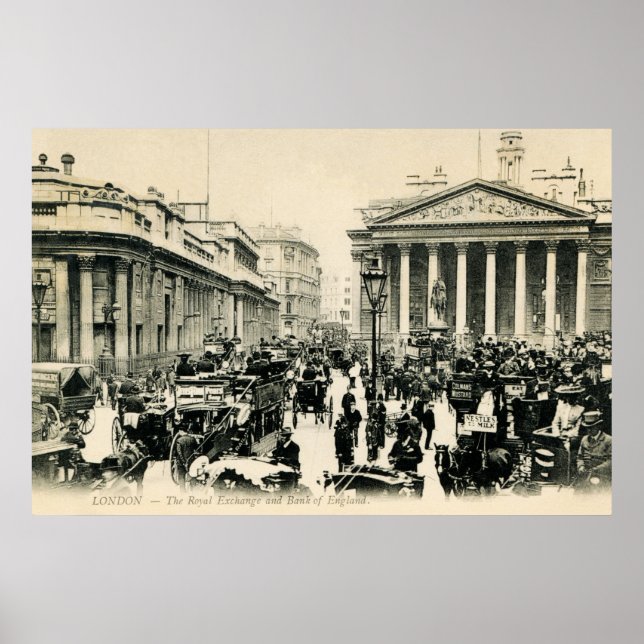 Affiche 1900 London Royal Exchange et Bank of England (Devant)