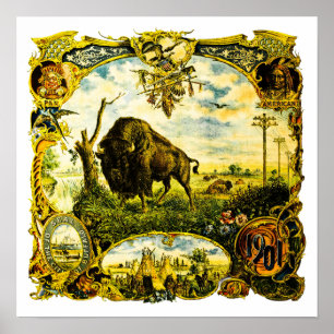 Affiche 1901 Exposition Panaméricaine Buffalo NY Bison Vic