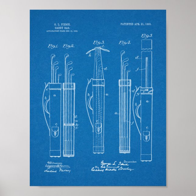 Affiche 1903 Golf Club Caddy Bag Design Brevet d'Art Impri (Devant)