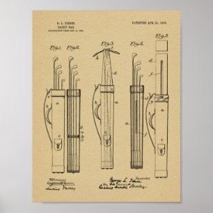 Affiche 1903 Golf Club Caddy Bag Design Patent Art Print