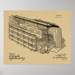 Affiche 1903 Vol AirShip Brevet Dessin d'art Imprimer