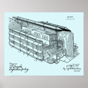 Affiche 1903 Vol AirShip Brevet Dessin d'art Imprimer