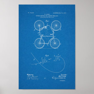 Affiche 1905 Vintage Double Bicycle Patent Blueprint Art