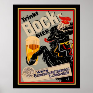 Affiche 1906 Allemand Bock Beer Advertisement 16x20