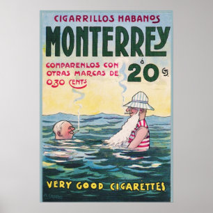 Affiche 1906 Vintage Monterrey Cigar Publicité
