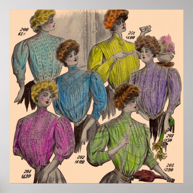 Affiche 1908 Gimbels dames blouses taille no 2 (Devant)