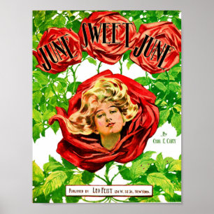 Affiche 1908 Juin Sweet Juin feuille de musique couverture