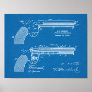 Affiche 1909 Gun Auto Patent Art Drawing Print