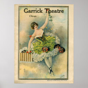 Affiche 1910 Jovely Woman Thespian Garrick Theatre Chicago