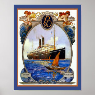 Affiche 1910 Navigation à vapeur péninsulaire et orientale
