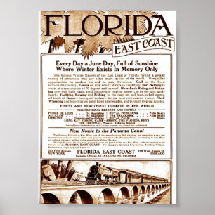 Affiche 1913 Florida East Coast Railway Advert