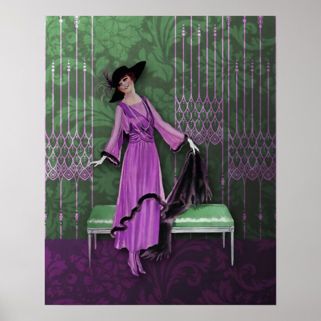 Affiche 1913 Luxe : Mode Vintage à Lilac & Mint (Devant)