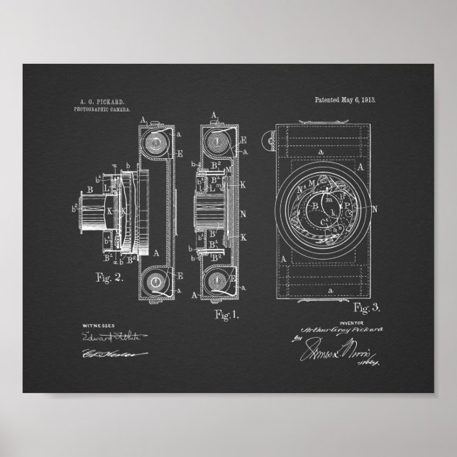 Affiche 1913 Vintage Camera Patent Art Drawing Print (Devant)