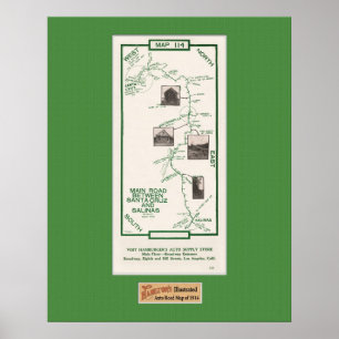 Affiche 1914 carte, Santa Cruz aux salines, tapis vert