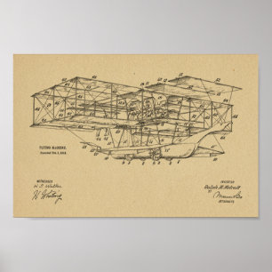 Affiche 1914 Machine volante Avion Brevet d'Art Dessin