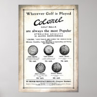 1915 Ballons de golf du colonel Publicité Imprimer