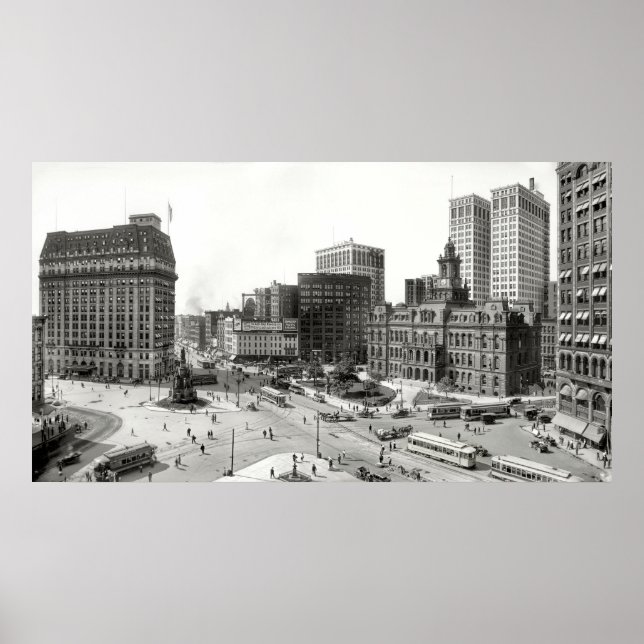 AFFICHE 1915 DÉTROIT INTERSECTION 5 VOIES (Devant)