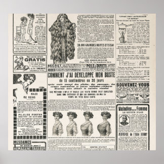 Affiche 1919 Paris Mode : Page de journaux anciens