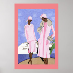 Affiche 1920 Dames en bord de mer