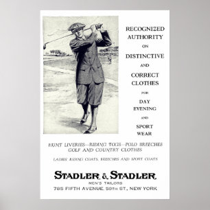 Affiche 1924 Tailors Golf Vêtements Publicité Imprimer