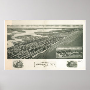 Affiche 1925 Margate City, NJ Birds Eye View Panoramic Map