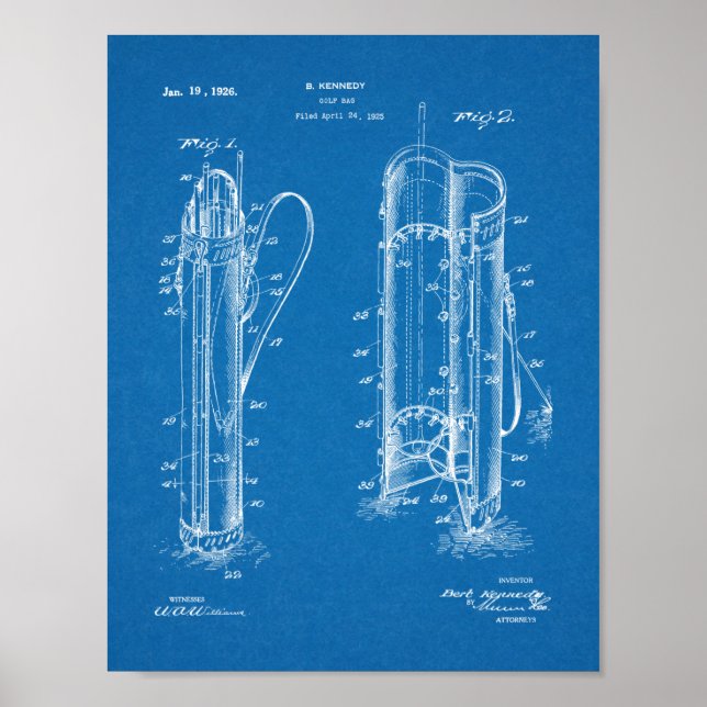 Affiche 1926 Golf Club Caddy Bag Design Brevet d'Art Impri (Devant)