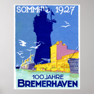 Affiche 1927 Bremerhaven Allemagne